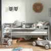 Image de Lit Mi-hauteur Pip 90x200 Cm Avec Étagère Suspendue-gris