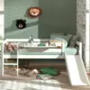 Image de Lit Mi-hauteur Pip 90x200 Cm Avec Toboggan Et Étagère
