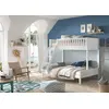 Image de Vipack SCOTT Lit familial avec surface de couchage 90x200 et 140x200 cm, incl. sommier à lattes et échelle, finition en pin laqué blanc