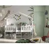 Image de Vipack lit de maison Dallas avec échelle, surface de couchage 90 x 200 cm, incl. sommier à lattes, finition en pin laqué blanc