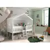 Image de Vipack lit de maison avec échelle, surface de couchage 90 x 200 cm, incl. sommier à lattes à roulettes, finition blanc laqué