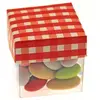 Image de Ballotin cube plexi avec Vichy rouge