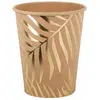 Image de Lot de 8 GOBELETS Palmier tropi chic kraft dorure Or, 255ml