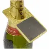Image de Lot de 2 Ardoises décor de bouteille en bois 10cm, pailletées Or