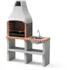 Image de Movelar - Barbecue Préfabriqué À Bois Et Charbon En Béton Réfractaire Modèle New Iberia Plus Xl Avec Évier Et Support Latéral (gris, Orange - 128 X 47 X 190 Cm) Ref: M00050 - Cuisine Extérieure Jardin