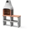 Image de Movelar - Barbecue Préfabriqué À Bois Et Charbon En Béton Réfractaire Modèle New Iberia Plus Xl Avec Mini Support Latéral (gris, Orange - 128 X 47 X 190 Cm) Ref: M00196 - Cuisine Extérieure Jardin
