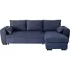 Image de Canapé d'angle convertible MAX - Chaise longue avec coffre - Tissu bleu - L 240 x P 143 x H 85 cm