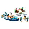 Image de LEGO 60377 City explorer dive boat, ensemble avec bateau, mini sous-marin, minifigures d'animaux marins et accessoires de plongée sous-marine pour les enfants, garçons et filles, à partir de 5 ans