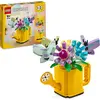 Image de LEGO 3in1 Creator Fleurs dans un arrosoir à convertir en arrosoir ou 2 oiseaux sur un gigue, set avec animaux pour enfants, cadeau pour filles et garçons avec 3 papillons, décoration de bureau, 31149