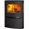 Image de Poêle à bois ADURO 21 acier noir design minimaliste 6,5 kW 76% porte vitrée arrondie verre autonettoyant 30 140 m² - Neuf