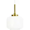 Image de Suspension LED, lampe à suspendre, suspension de plafond, suspension de table à manger, suspension de salon, design scandinave, ARP D15 opale/laiton