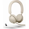 Image de Jabra Evolve2 65 Micro-casque, stéréo, sans fil, beige, Bluetooth incl. lien 380 USB-A, optimisé Microsoft Teams