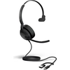 Image de Jabra Evolve2 50 Casque Avec fil Arceau Bureau/Centre d'appels USB Type-C / USB Type-A Bluetooth Noir