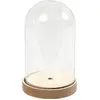 Image de Cloche en verre plastique sur pied en bois