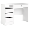 Image de Bureau Plus avec 1 étagère, 3 petits tiroirs et 1 grand tiroir à clé, blanc.