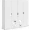 Image de CALICOSY - Armoire 4 portes et 3 tiroirs L196 cm - PRINT