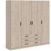 Image de CALICOSY - Armoire 4 portes et 3 tiroirs L196 cm - PRINT