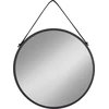 Image de Trapani Miroir avec bande de suspente en cuir, noir.