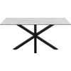 Image de Heaven table à manger 160 cm, verre, céramique blanche.