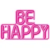 Image de Néon LED BE HAPPY mur décoratif rose 23,5x1,6x39 cm