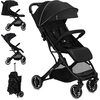 Image de Poussette MoMi ESTELLE LIGHT - Légère, 4 roues amortissantes, valise - Noir