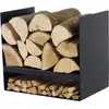 Image de Rack à bûches HAZO en acier noir 45x30x40 cm