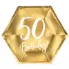 Image de Assiettes En Carton Pour 50e Anniversaire, Dorées, Lot De 6