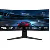 Image de Écran de jeu Curbat QD-Mini LED TCL 34R83Q, 34 pouces, UWQHD (3440 x 1440), 170 Hz, 1 ms, AMD FreeSync  Premium, compatible NVIDIA G-Sync , HDR1400, détection de la lumière ambiante, Pantone, courbure 1500R, haut-parleurs 3 W x 2, KVM, USB Type-C 90 W, hub USB, 2 x HDMI, DisplayPort, pivot, alb