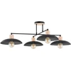 Image de Plafonnier scandinave noir avec éléments en bois KOBE 4xE27 15W Emibig