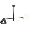 Image de Suspension noire à abat-jour conique et boule en verre blanc HERMES 2xE14 10W Emibig