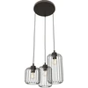 Image de Suspension industrielle noire ronde avec 3 abat-jours ovales en fil de fer, réglable, VANDER 3xE27 15W Emibig