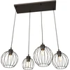 Image de Suspension de style loft noire à 4 boules métalliques, réglable, NANDO 4xE27 15W Emibig