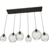 Image de Suspension de style loft noire à 6 boules métalliques, réglable, NANDO 6xE27 15W Emibig