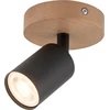 Image de Applique murale TOP noir-bois clair 1xGU10x10W, dimensions : 14x10x10 cm, IP20, TK-Lighting