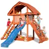 Image de Fungoo Tour de jeux / maison de jeux de jardin GIANT, avec toboggan 2,9m, toit en bois incliné, mur d'escalade & bac à sable ; 00925