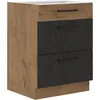 Image de ROCK Meuble pour casseroles - mélaminé avecReproduction chêne Lancelot et gris matière - 3 tiroirs - L60 x H82 cm