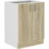Image de Armoire basse de cuisine SARA - 2 portes -Reproduction chêne Sonoma - L60 x P48 x H 82 cm