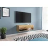 Image de Bratex - Meuble Tv Lowboard A 100 Cm, Meuble Tv Avec Éclairage Led, Deux Étagères, Couleur Wotan
