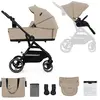 Image de Kinderkraft YOXI Poussette 2 en 1 jusqu'à 27 kg - Baignoire bébé & nacelle sport - légère - Roues increvables - TRAVEL SYSTEM - Beige