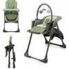 Image de Kinderkraft TUMMIE 2-en-1 chaise d'alimentation - pliable - réglable en hauteur - fonction couchage - 7 niveaux d'adaptation de la hauteur - double plateau - dès la naissance - vert