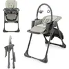 Image de Kinderkraft TUMMIE 2-en-1 chaise d'alimentation - pliable - réglable en hauteur - fonction couchage - 7 niveaux d'adaptation de la hauteur - double plateau - dès la naissance - gris