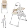Image de Kinderkraft TUMMIE 2-en-1 chaise d'alimentation - pliable - réglable en hauteur - fonction couchage - 7 niveaux d'adaptation de la hauteur - double plateau - dès la naissance - beige