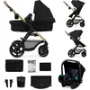 Image de Kinderkraft MOOV 2 Poussette 3 en 1 - Siège convertible - Roues increvables - Inclus MINK PRO i-Size - Jusqu'à 27 kg - Capote UPF50+ - Noir