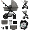 Image de Kinderkraft MOOV 2 AIR Poussette 3 en 1 - Roues gonflables - Siège 2 en 1 - Inclus MINK PRO i-Size - Jusqu'à 27 kg - Capote UPF50+ - Gris