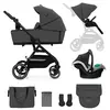 Image de Kinderkraft Yoxi 3in1 Poussette avec nacelle & siège auto i-Size, pivotante, pliable compacte, increvable, Gris