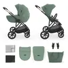 Image de Kinderkraft PRIME 3   Poussette 2-en-1 avec nacelle et siège sport, légère, pliable avec siège, grandes roues, suspension, jusqu'à 22 kg, incluse, vert
