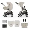 Image de Kinderkraft PRIME 3   Poussette 2-en-1 avec nacelle et siège sport, légère, pliable avec siège, grandes roues, suspension, jusqu'à 22 kg, incluse, beige