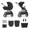 Image de Kinderkraft PRIME 3   Poussette 2-en-1 avec nacelle et siège sport, légère, pliable avec siège, grandes roues, suspension, jusqu'à 22 kg, incluse, noir