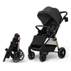 Image de Kinderkraft GRANDE 2   Poussette jusqu'à 22 kg, grandes roues à suspension, pliage d'une seule main, position allongée, poignée réglable, poussette de ville, noir