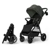 Image de Kinderkraft GRANDE 2   Poussette jusqu'à 22 kg, grandes roues à suspension, pliage d'une seule main, position allongée, poignée de poussée réglable, poussette de ville, vert